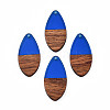 Transparent Resin & Walnut Wood Pendants X-RESI-N025-032-C03-2