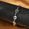 304 Stainless Steel Skull Link Bracelets for Men & Women BJEW-D042-25P-1