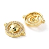 Rack Plating Brass Micro Pave Cubic Zirconia Flat Round with Leopard Connector Charm KK-C084-09G-2