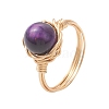 Natural Tiger Eye Finger Rings RJEW-JR00986-4