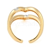 Double Layer Brass Micro Pave Clear Cubic Zirconia Open Cuff Ring for Women RJEW-Q819-22G-3