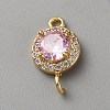 Light Gold Plated Brass Pave Cubic Zirconia Connector Charms KK-CJC0001-41KCG-03-1