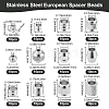 120Pcs 12 Styles 201 Stainless Steel European Beads STAS-SP0001-82-2