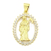 Rack Plating Brass Micro Pave Clear Cubic Zirconia Pendants KK-B091-30G-04-1