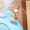 Heart Angel Glass Seed & Plastic Pearl Pendant Bookmark AJEW-MZ00002-05-2