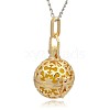 Golden Tone Brass Hollow Round Cage Pendants KK-J232-05G-2