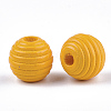 Painted Natural Wood Beehive Beads WOOD-S049-04B-M-3