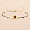 Smiling Face Glass Seed Bead Braided Bracelets for Women EQ4950-3-2