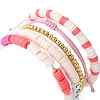 5Pcs 5 Style Polymer Clay Heishi & Word Love Beaded Stretch Bracelets Set BJEW-TA00297-4