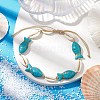 Natural Mixed Cowrie Shell with Synthetic Turquoise Beaded Anklets AJEW-AN00596-01-2