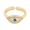 304 Stainless Steel Cubic Zirconia Evil Eye Open Cuff Ring for Women RJEW-S406-04G-03-2