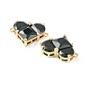 Brass Pave Cubic Zirconia Connector Charms KK-L208-04G-01-3