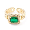 Green Cubic Zirconia Rectangle Cuff Ring KK-D067-35G-RS-2