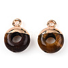 Natural Tiger Eye Flat Round/Donut Charms G-I347-07-2