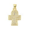 Cross Theme Rack Plating Brass Micro Pave Cubic Zirconia  Pendants KK-Z074-60G-1