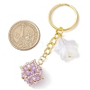 Glass Seed Bead Cube with Acrylic Star Keychain KEYC-MZ00027-04-3