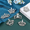 CHGCRAFT 6Pcs 6 Style Crystal Rhinestone Crown Brooch Pins with Plastic Pearl Beaded JEWB-CA0001-29-5