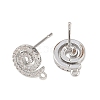 Brass Micro Pave Clear Cubic Zirconia Spiral Stud Earring Findings KK-Z133-02P-01-2