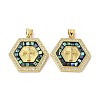 Brass Micro Pave Clear Cubic Zirconia Pendants KK-K385-033G-2