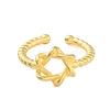Matte Brass Star Open Cuff Rings for Women RJEW-L120-007G-2