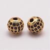 Brass Micro Pave Cubic Zirconia Beads ZIRC-E110-04G-1