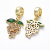 Brass Micro Pave Cubic Zirconia European Dangle Charms X-ZIRC-F074-05G-2