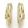 Brass Micro Pave Clear Cubic Zirconia Cuff Earrings EJEW-S201-200-NF-4