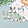 Natural Cowrie Shell Beads Dangle Earrings EJEW-JE04642-3