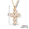 Brass Shiny Clear Cubic Zirconia Cross Pendant Necklaces Fashionable and Versatile NZ6047-1-1