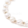 Natural Pearl Beaded Bracelet with Word Good Luck Brass Charm for Women BJEW-JB08165-02-4