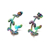 Ion Plating(IP) 304 Stainless Steel Leaf Wrap Stud Earrings EJEW-P202-01MC-1