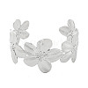 Flower Rack Plating Brass Open Cuff Bangles for Women BJEW-P322-05P-2