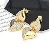 Rack Plating Brass Micro Pave Clear Cubic Zirconia Stud Earrings for Women EJEW-C125-21C-G-2