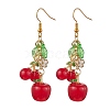 Red Glass Dangle Earrings EJEW-JE05729-01-1