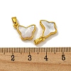 Rack Plating Brass Pave Natural White Shell Butterfly Charms KK-U025-01G-01-3