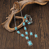 Bohemian Retro Style Synthetic Turquoise with Alloy Pendant Necklaces & Dangle Earrings & Bangles Sets WGF64B3-02-1