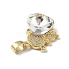 Real 18K Gold Plated Rack Plating Brass Micro Pave Clear Cubic Zirconia Pendants KK-C015-23G-13-2