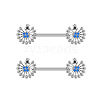 304 Stainless Steel Micro Pave Royal Blue Cubic Zirconia Nipple Rings WGA4B87-01-1