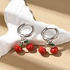 Cherry Brass Enamel Hoop Earrings EJEW-M077-14P-01-1