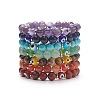 7Pcs 7 Style Natural & Synthetic Mixed Stone Stretch Bracelets Set with Lampwork Evil Eye Beaded BJEW-JB08771-2