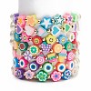 7Pcs 7 Style Star & Smiling Face & Flower Polymer Clay Stretch Bracelets Set with Glass Pearl Beaded BJEW-JB08786-1