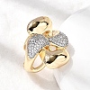 Brass Micro Pave Clear Cubic Zirconia Cuff Rings for Women RJEW-H262-01G-2