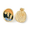 Brass Enamel Stud Earrings KK-P283-37G-1