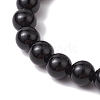 Natural Black Onyx Round Beads Stretch Bracelets BJEW-JB11493-02-4