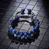 Natural Lapis Lazuli Braided Bead Bracelet BJEW-SW00001-10-4