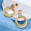Ring Brass Micro Pave Clear Cubic Zirconia Dangle Stud Earrings EJEW-R025-08G-2