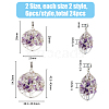 HOBBIESAY 24Pcs 4 Styles Natural Amethyst & Rose Quartz Chip Alloy European Dangle Charms G-HY0001-17-2