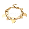 Leaf and Round Ball Charm Multi-strand Bracelet BJEW-G639-22G-1