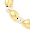 Rack Plating Oval Brass & ABS Imitation Pearl Beaded Bracelets for Women BJEW-P322-14G-2