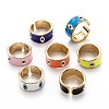 Brass Enamel Cuff Rings RJEW-I077-31-G-1